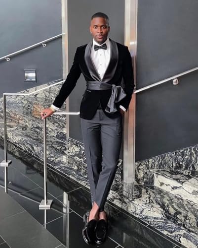 Men's Shawl Lapel Suit Velvet Jacket Solid Pants Two Pieces Set Wedding Homecoming Christmas Tuxedos3