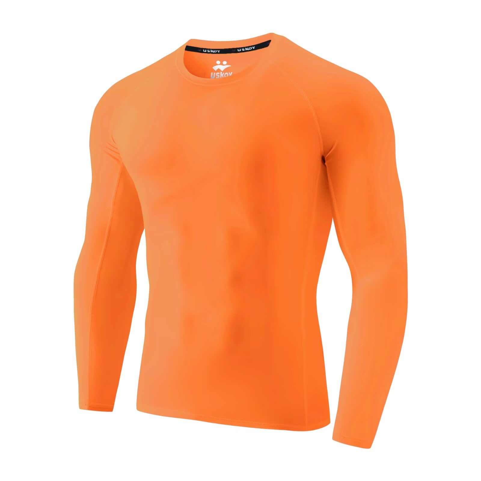 Camisetas de natación para Hombre, con protección Solar UPF 50+, de Manga Larga, Ligeras, de Nailon de Secado rápido, Naranja, Small