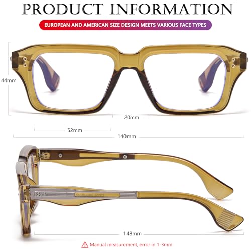 Image of AIEYEZO Fashion Square Blue Light Glasses for Men Women Retro Thick Frame Blue Light Blocking Computer Glasses