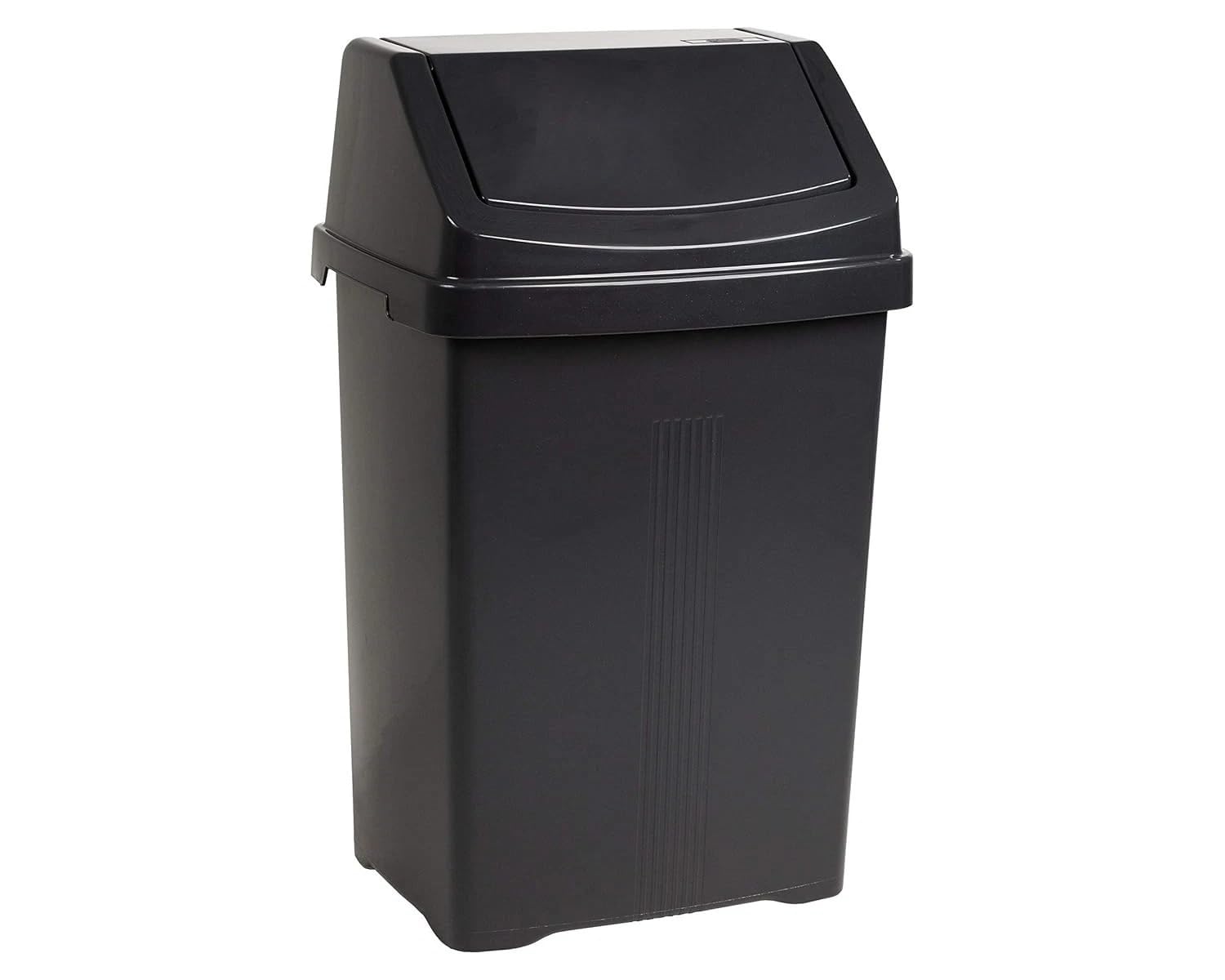 HOMION 50L Swing Lid Bin – Large Plastic Waste & Recycling Rubbish Bin for Kitchen, Home, Garden, Garage, Office, caravan, campervan & outdoors (Midnight black)