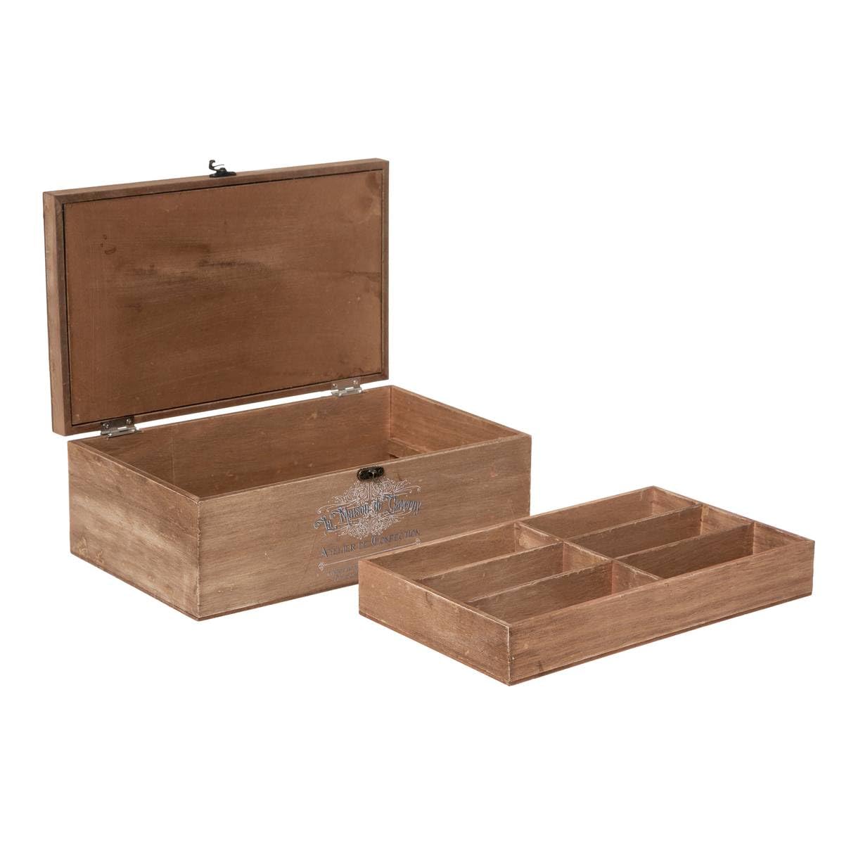 ATMOSPHERA CREATEUR D'INTERIEUR - Scatola da Cucito in Legno Winter 30x10cm