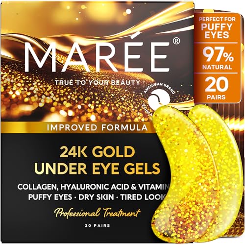 Maree Eye Gels - Under Eye Patches, Gold Eye Patches For Puffy Eyes And Dark Circles Eye Bags - 24K Gold Eye Mask Collagen cover
