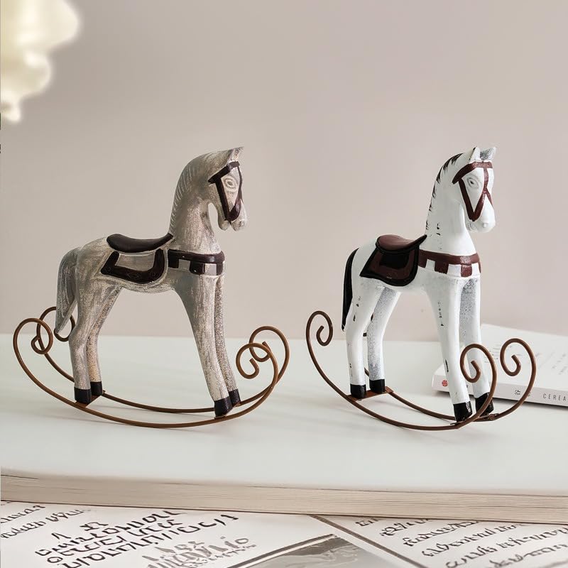 Estatua artesanal vintage de caballo mecedor miniatura 7