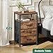 Huuger Nightstand with Charging Station, 27.6 Inch Bedside Table with Fabric Drawers, End Table with USB Ports and Outlets, Night Stand for Bedroom, Rustic Brown