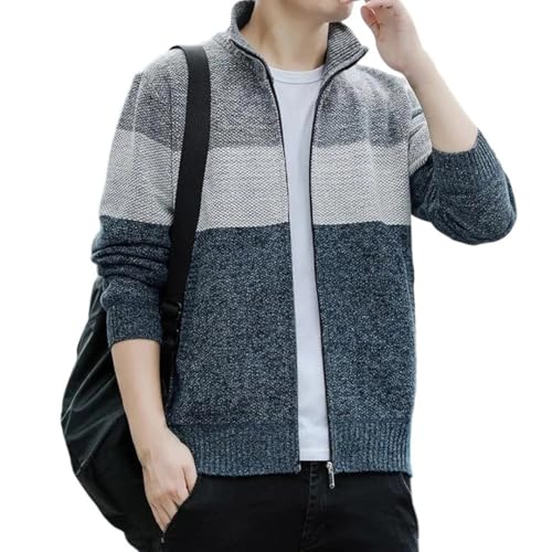 Cardigan tricoté à col montant Kelsiop pour homme ajusté veste d'automne