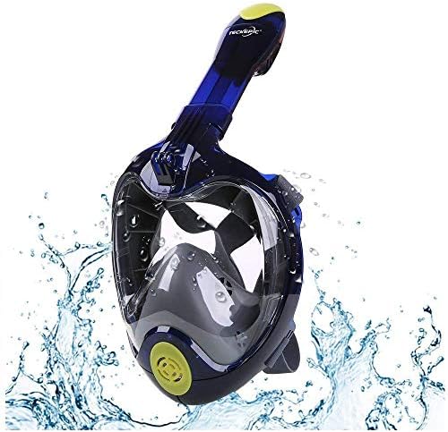 TECKEPIC 2018 Newest Version Snorkel Mask Full Face 180Degrees Panoramic View Anti-Fog Anti-Leak Diving Masks Set with Detachable Sports Camera Mount