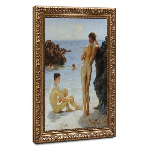 Lovers of The Sun Henry Scott Tuke impression sur toile cadre suspendu 41x61cm