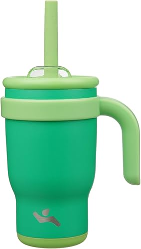 Miniatura 38 de Vaso de 14 onzas con asa lateral, botella de agua aislada con popote y tapa 2 en 1, taza de acero inoxidable, taza de café de viaje, para deportes,