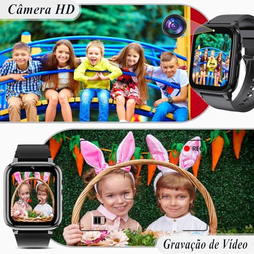 iCHOMKE Relógio Inteligente para Crianças com Câmera HD, 26 Jogos, Reprodutor de Música e Vídeo, Ped