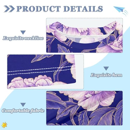 ALAZA Kids Rash Guard Girls Toddler Swim Shirts Short Sleeve Purple Peony UPF 50+ 3T3