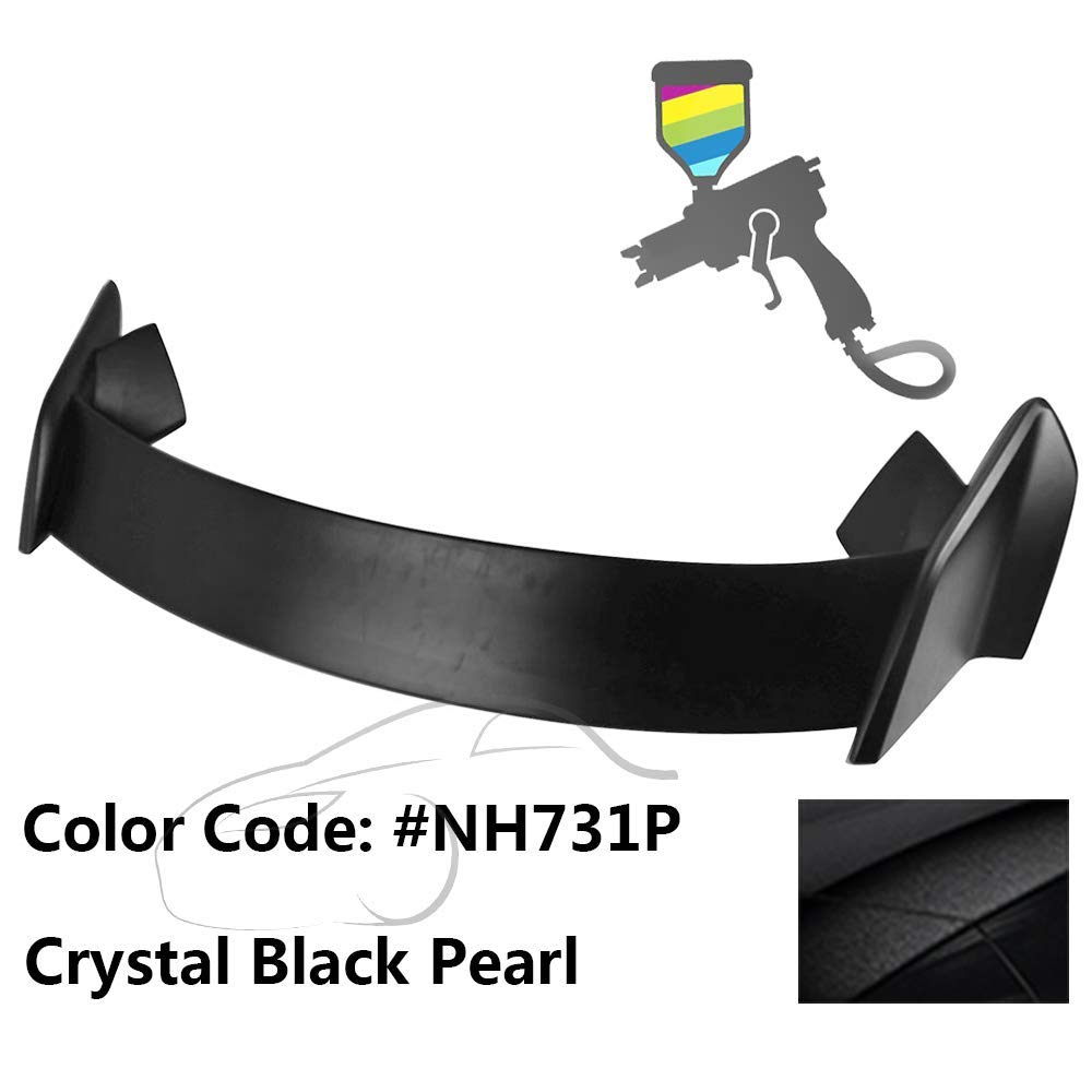 IKON MOTORSPORTS, Trunk Spoiler Compatible with 2016-2020 Honda Civic 2Dr Coupe, TR Style Painted #NH731P Crystal Black Pearl ABS Rear Wing Lid, 2017 2018 2019