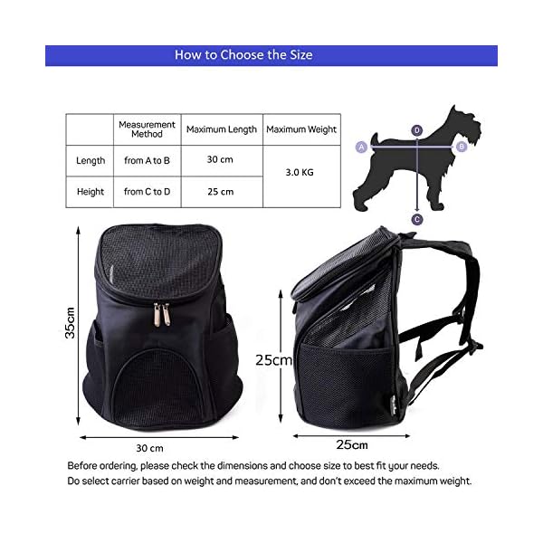 Homieco Rucksäcke für Hunde Katzen, Haustiertasche Out Hunde Rucksäcke, Tragetasche für Hunde Katzen, Haustier Tragetasche, Pet Hunderucksack Bis zu 4 kg für Reisen/Wandern/Campin – Bild 4
