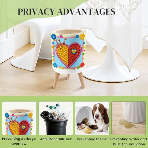 Caneca de basura redonda con tapa y patas 7L miniatura 4
