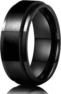 Spinner Ring for Men Anxiety â€“ 8MM Black Stainless Steel Mens Spinner Ring Spin Plain Band Stress Relief Anxiety Ring For Men Boy Jewelry Size 9
