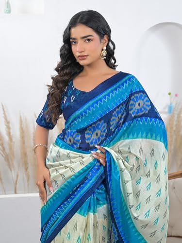 Image of SIRIL Women's Cotton Printed Saree With Unstitched Blouse Piece