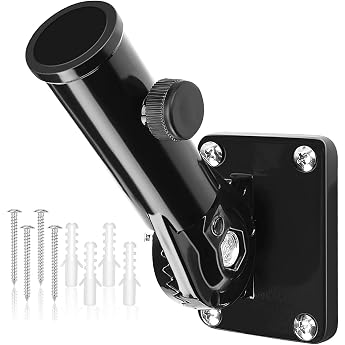 Adjustable Flag Pole Holder with Screws Wall Mounting Flag Pole Holder Aluminium Alloy Multiposition Flag Wall Holder Bracket Black