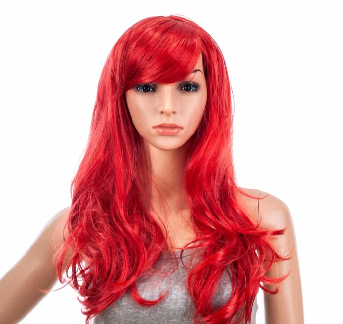SAHAYA Synthetic Colored Wavy Hair Wig 23 inch for Photo Shop, Fancy Dress, Cosplay, Party fun (Red)-image-3