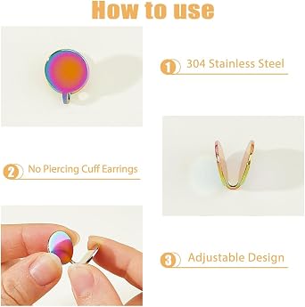Clip-on Earrings Stainless Steel Non-pierced Pressure Earrings Round Compression Earring Adjustable Clip Earring for Women Men Ladies