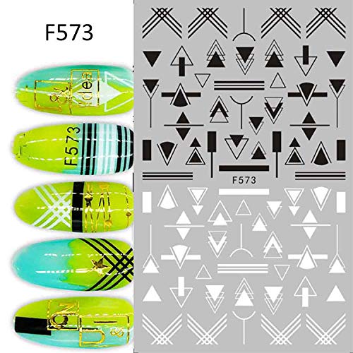 Xjl, 10 Sheets Black White Leaf Flower Line Nail Stickers Decals,3D Self-Adhesive Retro Leaves Flowers Vine Geometry Line Nail Design For Acrylic Nails,Diy Nail Supplies Nail Decoration #TOP5