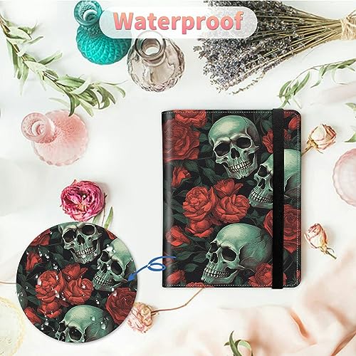 Image of Skulls Rose Photo Album 4x6 120 Pockets Photos with Strong Elastic Band, Small Mini Albums Sheet Protector Folder for Photos, Album for Family Wedding Baby Women Men Vacation Gift