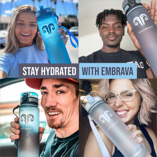 Image of Embrava Sports Water Bottle (32oz, Gray) Fast Flow Flip Top Lid
