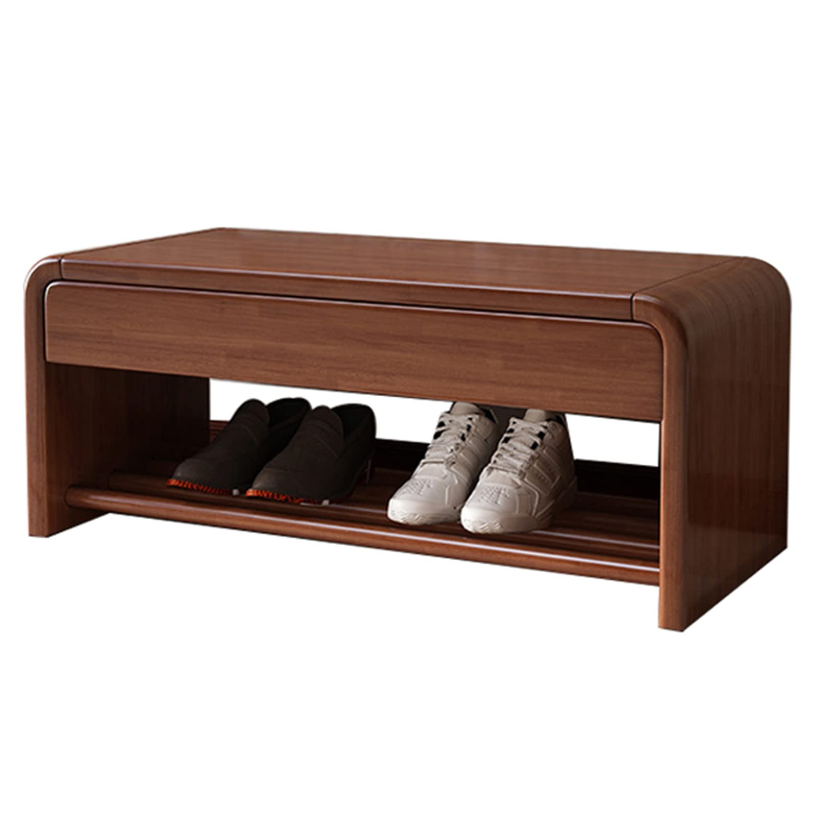 Banc de Rangement à Chaussures en Bois de Noyer Robuste 80x30cm
