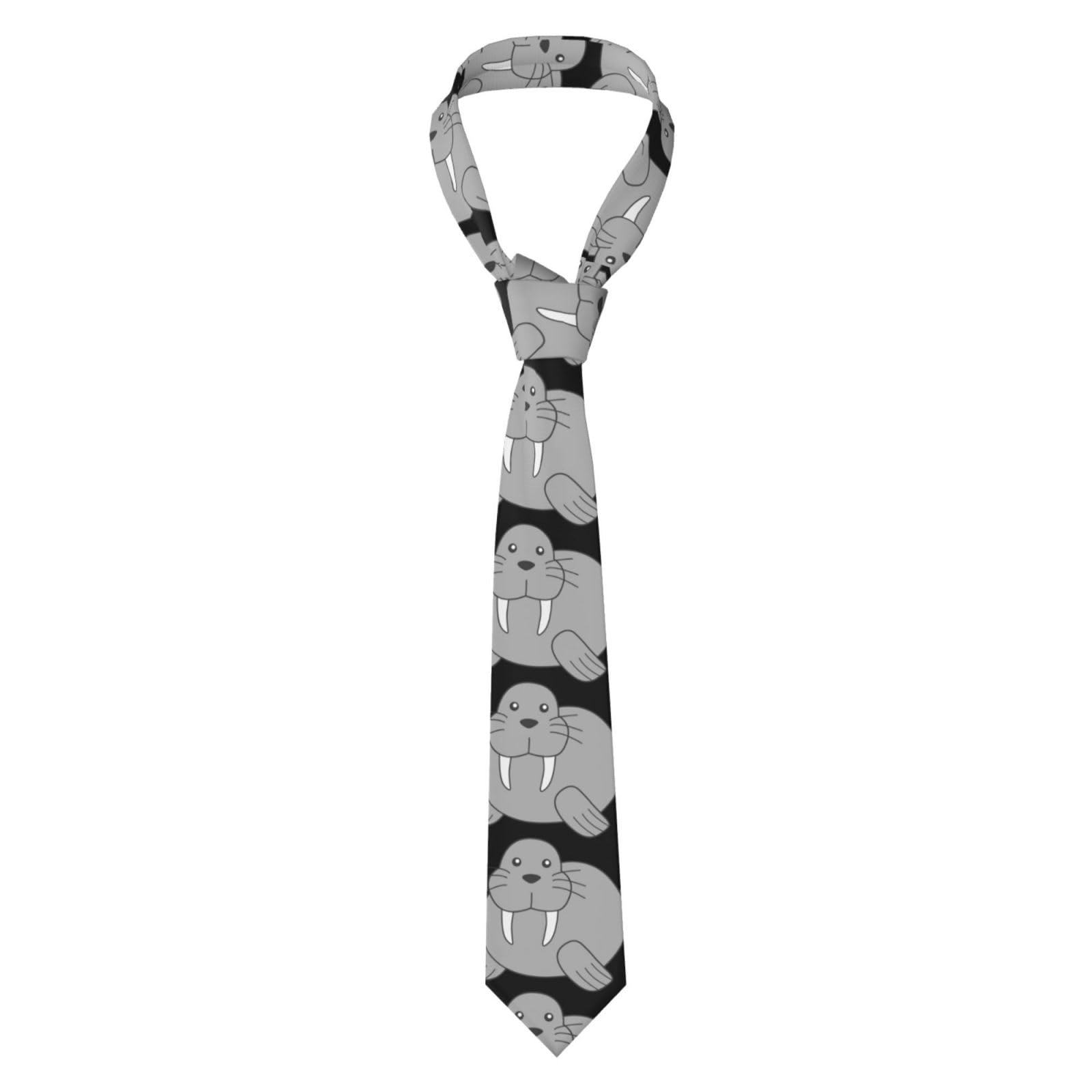 Hnnkloy Men's Black Classic Neck Tie Walrus Necktie