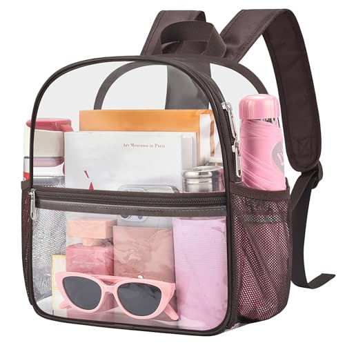 Image of Oraben Clear Backpack Stadium Approved, 12 x 6 x 11 in, Small Transparent Backpack Clear Bag for Concerts, Sports Events, Festivals, Travel, Waterproof PVC, Adjustable Straps