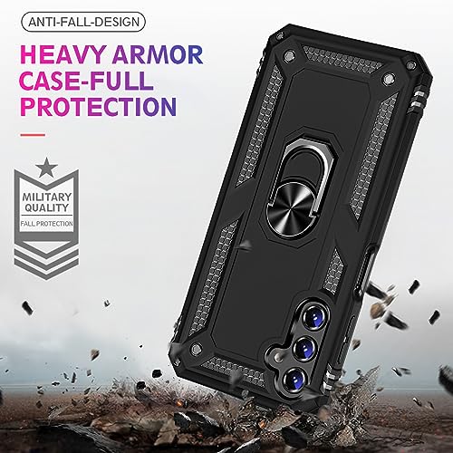 Image of for Samsung Galaxy S24 Plus Case with Screen Protector, Military Grade Rugged Shockproof Heavy Duty S24 Plus 5G Protective Cover for Samsung S24 Plus Magnetic Ring Kickstand Phone Case (Black)