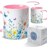 Palasarkaaa Spring Summer Flowers Coffee Mug 11Oz Gifts for Women Grandma Mom Friends, Birthday Table Decoration for Coffee Lover, Colorful Flowers Blooms and Butterfly Floral Coffee Mug Cup