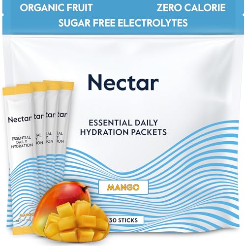 Image of Nectar Hydration Packets - Electrolytes Powder Packets - Sugar Free & 0 Calorie - Organic Fruit Liquid Daily IV Electrolytes Powder for Dehydration Relief & Rapid Rehydration (Mango 30 Pack)
