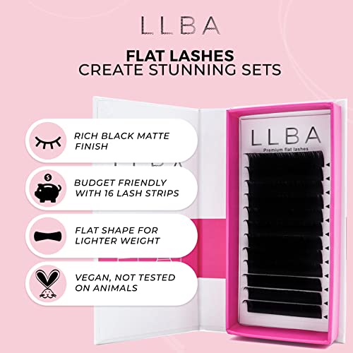 LLBA Eclipse Flat Eyelashes Extension - 0.15 CC Curl Mixed 8-15mm Length Light Lashes, Black - Image 2