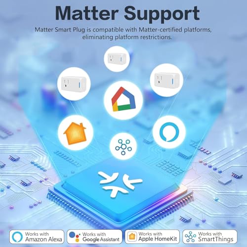Image of Jinvoo Matter Smart Plug, Wireless Plug, Smart Socket, Alexa Socket, Compatible with Apple Home, Alexa, Google, and SmartThingss SSmart Home Automation Systems, 2 Packs