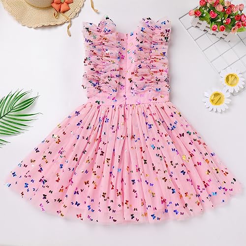 IDOPIP Flower Girls Sequin Butterfly Dot Tutu Dress for Kids Baby First Communion Wedding Princess Birthday Party Dresses3