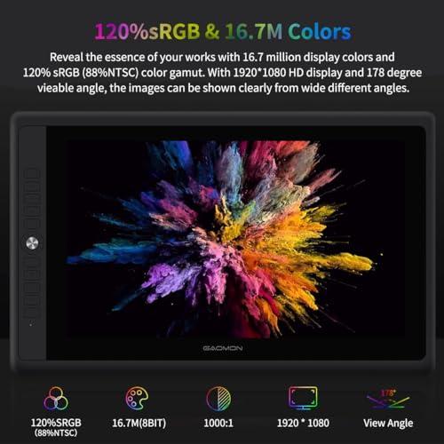 Gaomon A2.PD156P-0-EN0000-0-1-CY-0 Pd156Pro - 15.6 Inch Drawing Tablet With Screen Full-Laminated 120% Srgb Pen Display With Dial Key & 10 Hotkeys, Battery-Free Stylus Art Tablet For Digital Drawing, Anime thumb #2
