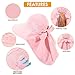 Womens Sun Hat UV Protection, Foldable Waterproof Wide Brim Bucket Hats with Neck Flap for Summer Beach Fishing Hiking Pink