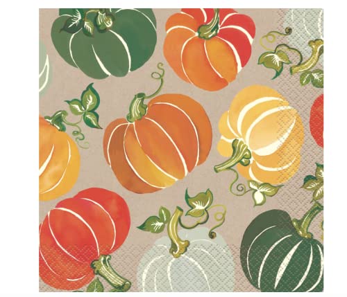 Unique Colorful Pumpkins Luncheon Paper Napkins (Pack of 16) - 6.5