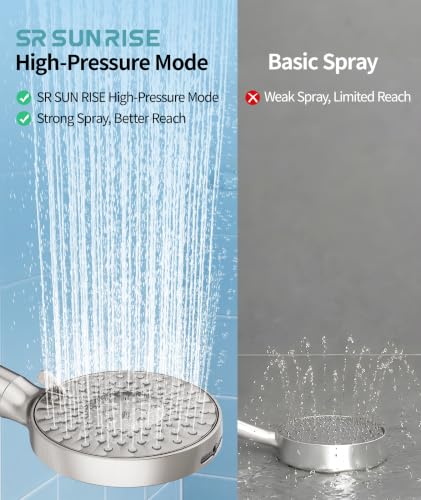 Image of SR SUN RISE Filtered Shower Head with Handheld High Pressure 9 Spray Mode Showerhead Detachable Shower Head Water Softener Filters Beads for Hard Water Remove Chlorine 1 Filter 1.8GPM Brushed Nickel