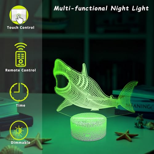 Lámpara de Noche 3D Megalodón con Control Remoto miniatura 2