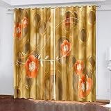 AMDXD Rideaux Chambre Orangé Doré, Rideaux Opaques Nuances de Fleurs Rideau Polyester 264x244cm