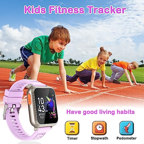 Image of Kids Smart Watches Girls Gift for Girls Age 6-12, 24 Puzzle Games HD Touch Screen Kids Watch with Video Camera Music Player Pedometer Flashlight 12 /24 hr Toys for 7 8 9 10 11 12 Year Old Girl Boys