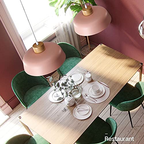 Luces colgantes nórdicas Siet con pantalla metálica y madera para comedor y bar 3