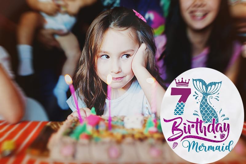 7th Birthday Shirt for Girls, Dress for Girls, T Shirt for 7 Year Old Gift Outfit, Decoration Mermaid Clothes White3