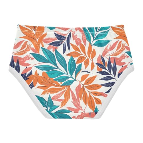Wusikd Orange Teal Leaves Girls' Underwear Cotton Girls Briefs Soft Toddler Underwear 2T2