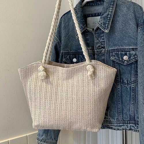 Bolso playero tejido para mujer, tote grande para verano miniatura 5