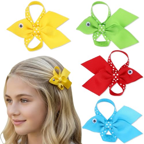 Juego de 4 pinzas de cabello con diseño de peces miniatura 1