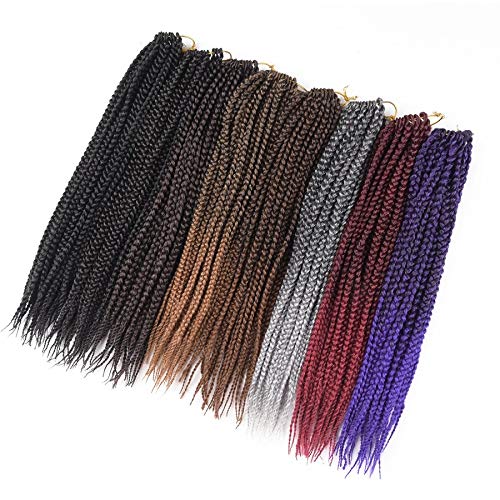 Tomo 18 Inches - 4 PCS / Lot Medium Box Braid Crochet Extensions High Temperature Fiber Synthetic Crochet Braids 22Roots/Pack- Any one Color as per Choice