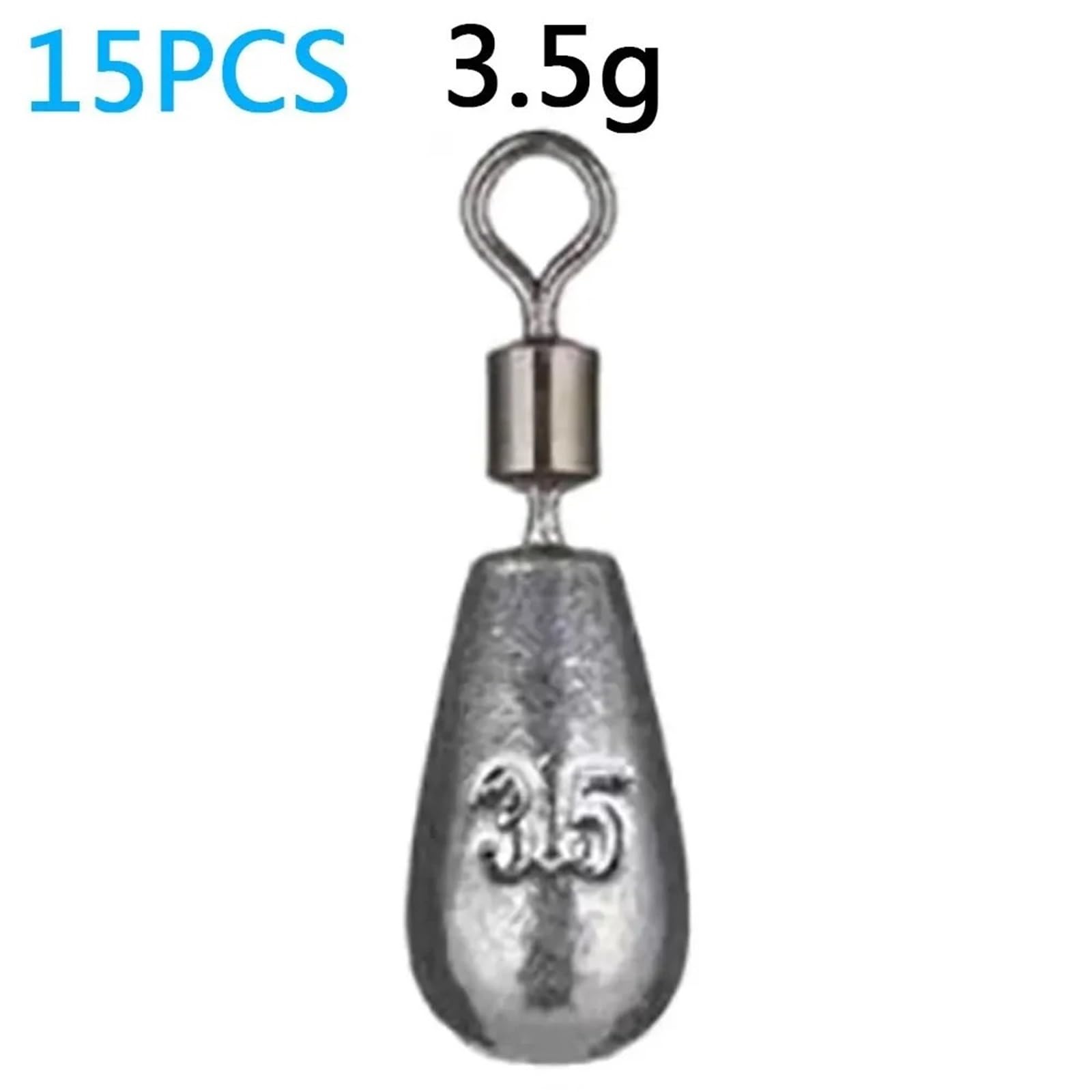 Juego de 15 plomadas de pesca de 3,5 g, 5 g, 7 g, 10 g, 14 g, 20 g, tubo de plomada, colgante de metal, kit de aparejos de mar, herramienta para deportes al aire libre (3,5 g)