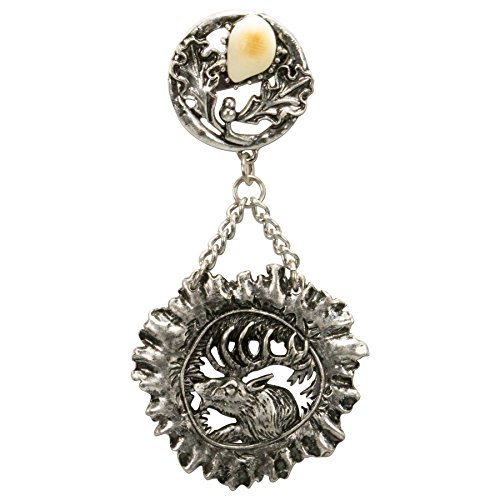 Preisvergleich Produktbild Alpenflüstern Trachten-Brosche hängender Hirsch antik-Silber-Farben API058