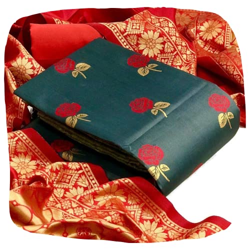 Women's Banarasi Silk Unstitched Salwar Suit Dress Material Material With Banarasi Dupatta
